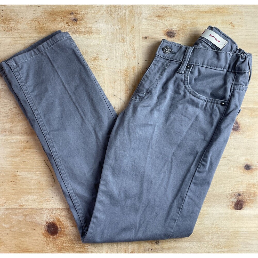 Boys Levi Strauss 511 Slim Fit Gray Jeans Pants - Size 12 Regular 26x26
